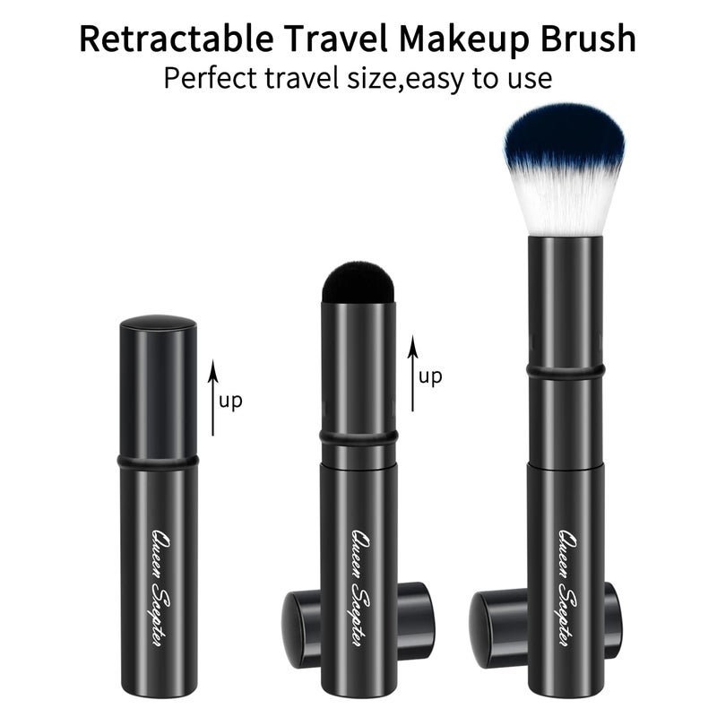 Queen Scepter Retractable Kabuki Makeup Brush, Travel Face Blush Brush, Portable Powder Brush with cap for Foundation, Color, Highlight, Contour, Blush, Flawless, Powder Cosmetics - Image 2